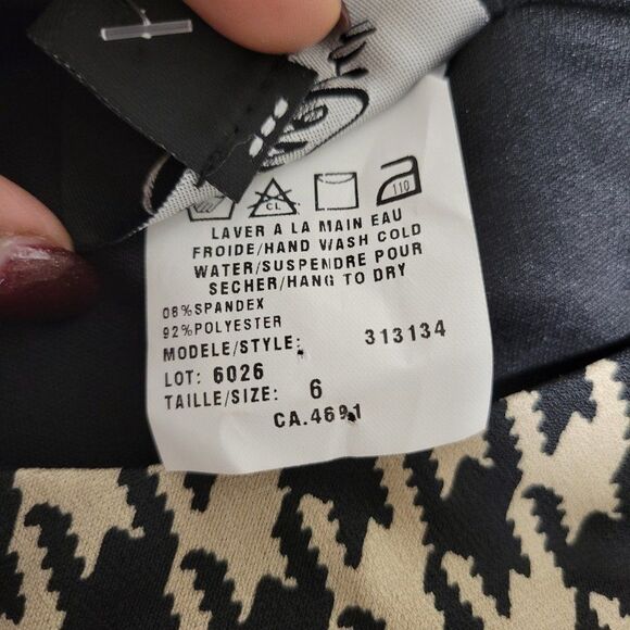 Beige Black Houndstooth Print Dress - Size 6 Size 8 Size 10 - NEW ! - Picture 5 of 9